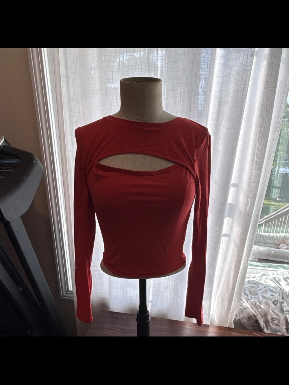 Alphalete Red Long Sleeve Cutout Top
